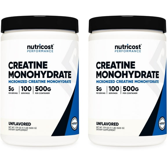 Nutricost Creatine Monohydrate Powder (500g) (2-Pack) - Elevate Workout and Fitness Routines - Non GMO, Gluten-Free