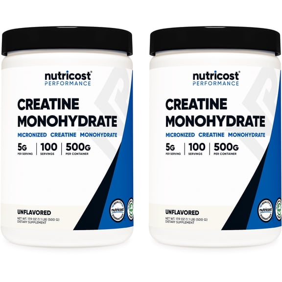 Nutricost Creatine Monohydrate Powder (500g) (2-Pack) - Elevate Workout and Fitness Routines - Non GMO, Gluten-Free