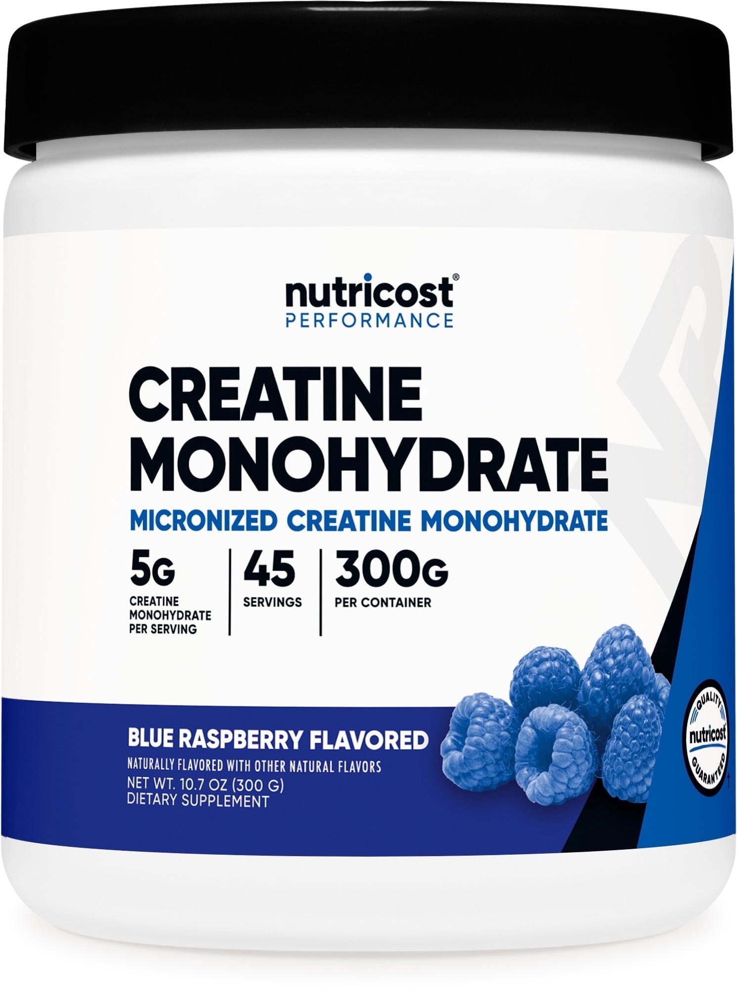 Nutricost Creatine Monohydrate Powder Blue Raspberry Flavored, 300 Grams - (5 Grams Per Serving)