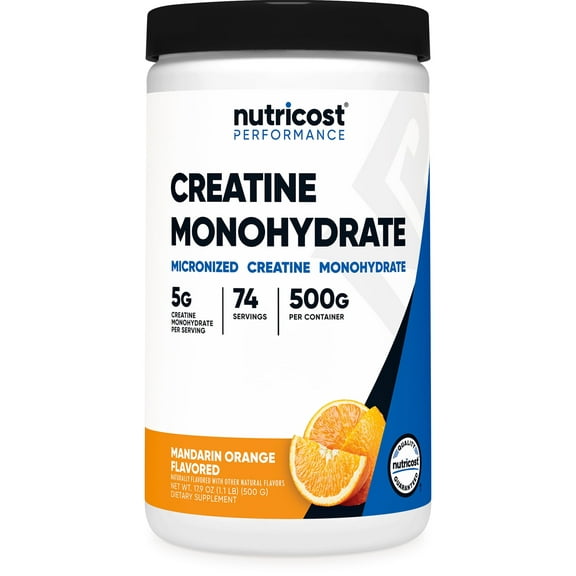 Nutricost Creatine Monohydrate Powder (Mandarin Orange, 500 Gram) - Micronized Creatine Supplement - Vegan, Non-GMO, Gluten Free