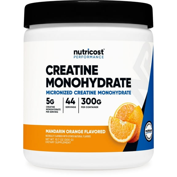Nutricost Creatine Monohydrate Powder Mandarin Orange Flavored, 300 Grams - (5 Grams Per Serving)