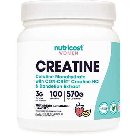 Nutricost Creatine Monohydrate Powder Supplement for Women Strawberry Lemonade, 100 Servings