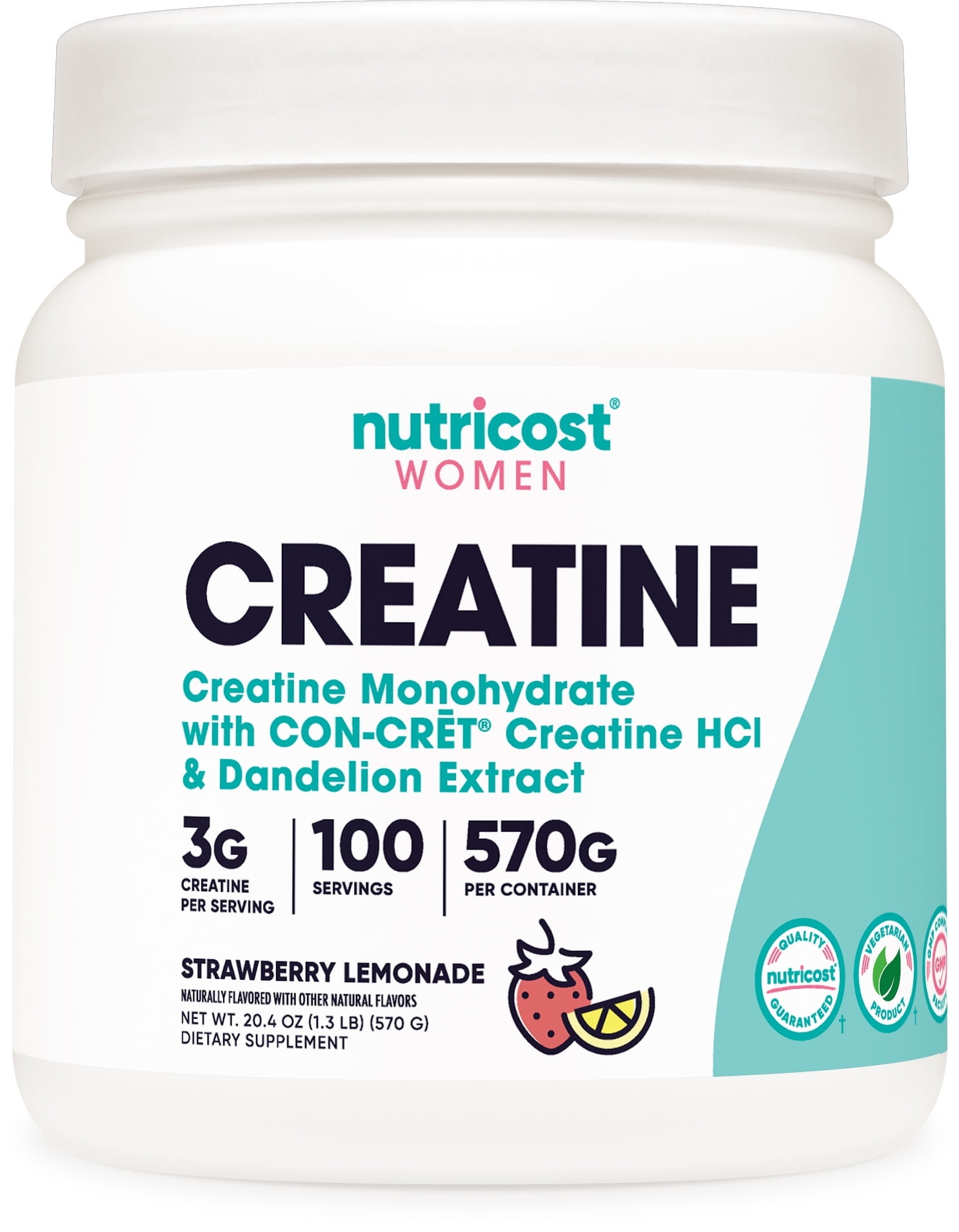 Walmart Deal of Nutricost Creatine Monohydrate Powder Supplement for Women Strawberry Lemonade, 100 Servings