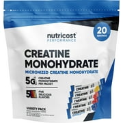 Nutricost Creatine Monohydrate Powder Variety Stickpacks 5 Flavors, 20 Servings