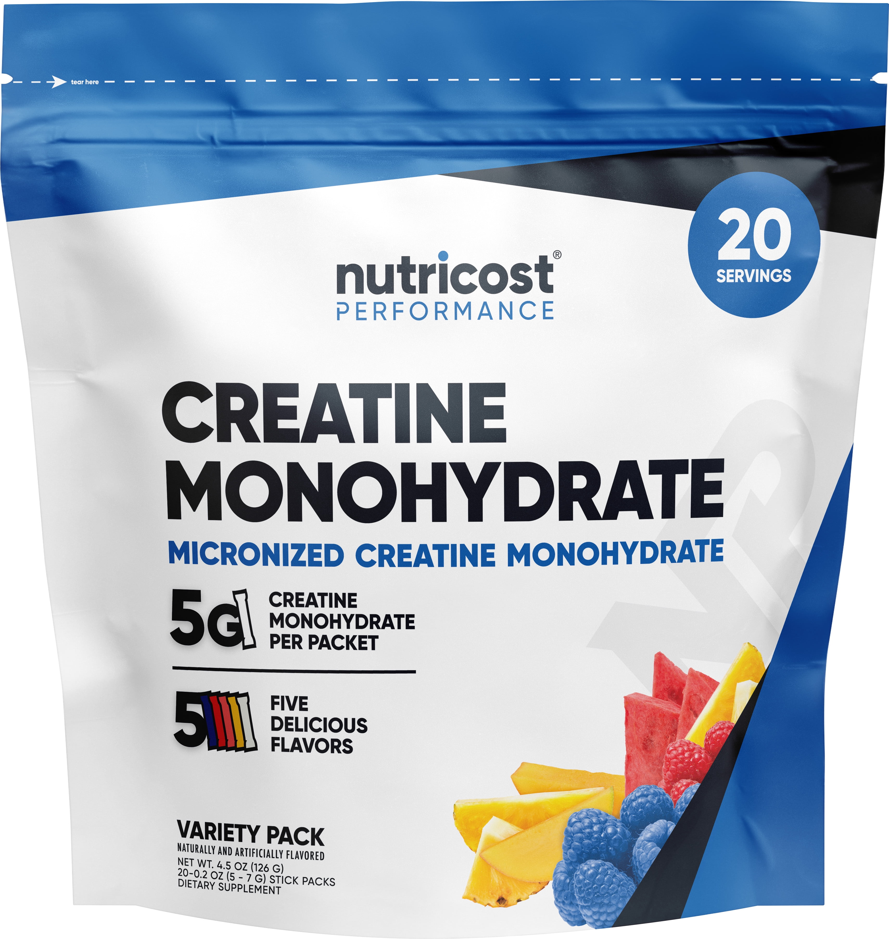 Nutricost Creatine Monohydrate Powder Variety Stickpacks (5 Flavors, 20 Servings)