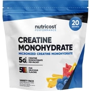 Nutricost Creatine Monohydrate Powder Variety Stickpacks 5 Flavors, 20 Servings