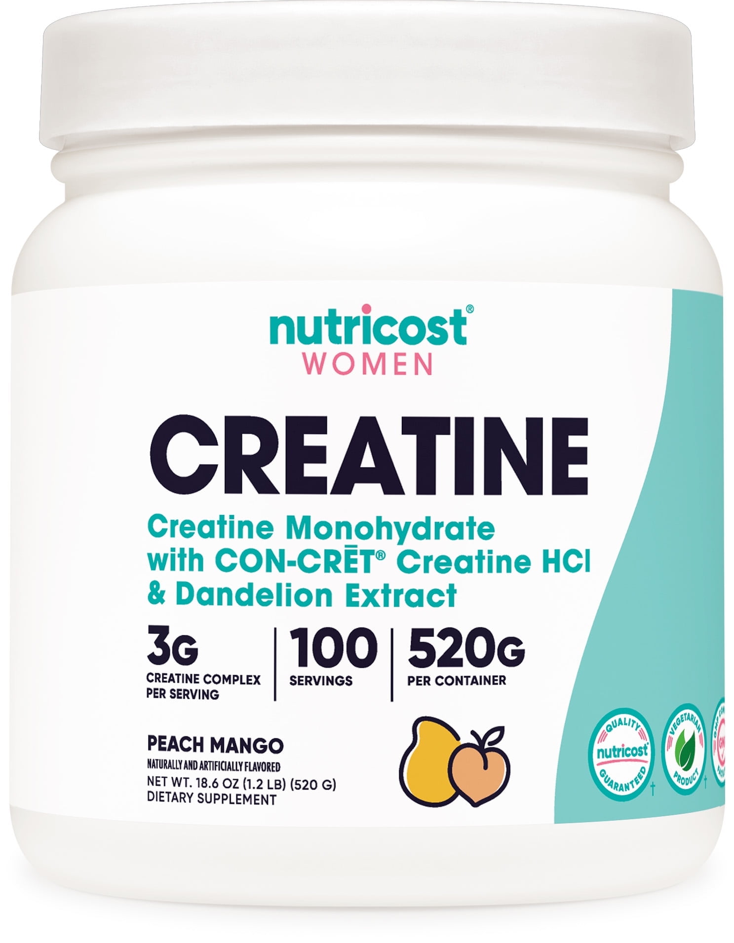 Nutricost Creatine Monohydrate Powder for Women Peach Mango, 100 Servings, Supplement