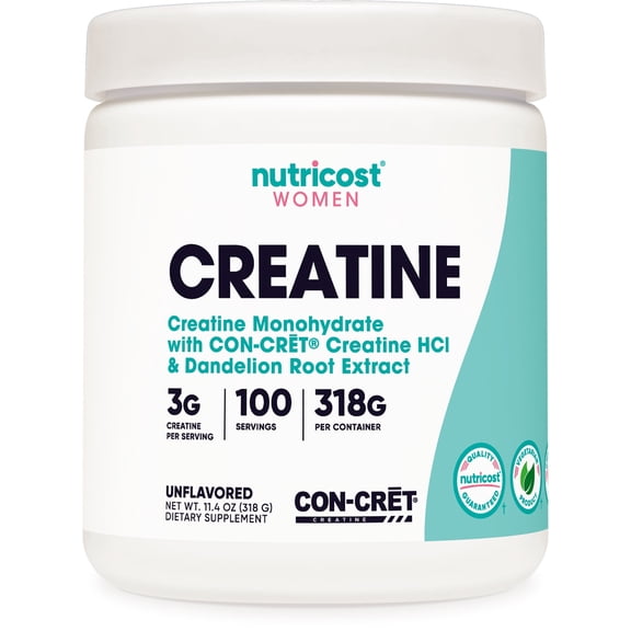 Nutricost Creatine Monohydrate Powder for Women Unflavored Supplement, 100 Servings