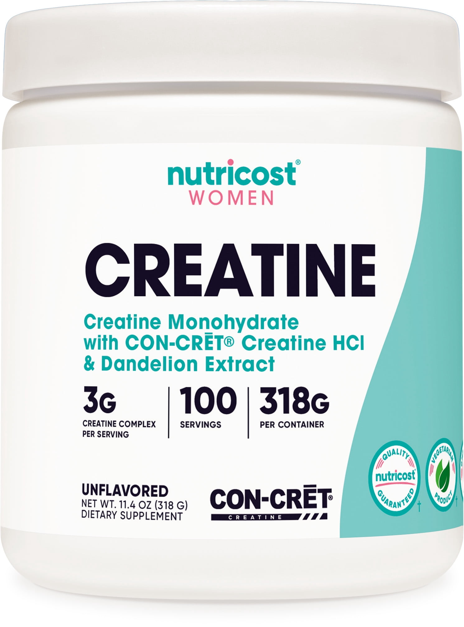 Nutricost Creatine Monohydrate Powder for Women Unflavored Supplement, 100 Servings
