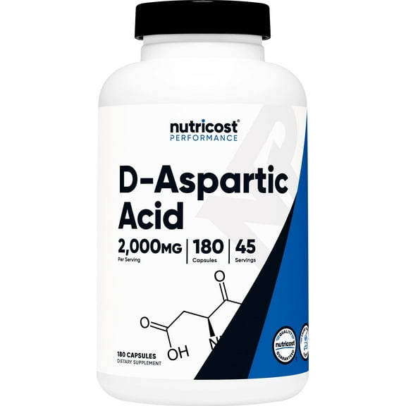Nutricost D-Aspartic Acid (DAA) Capsules 2000mg Per Serving (180 Capsules) - Non-GMO Supplement