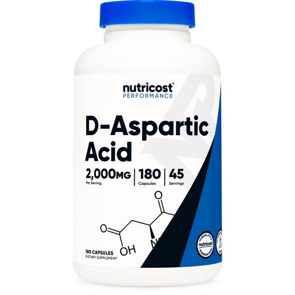 Nutricost D-Aspartic Acid (DAA) Capsules 2000mg Per Serving (180 Capsules) - Non-GMO Supplement