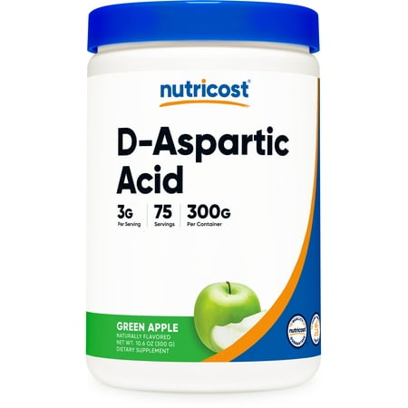 Nutricost D-Aspartic Acid (DAA) Powder 300G (Green Apple) -Gluten Free, Non-GMO