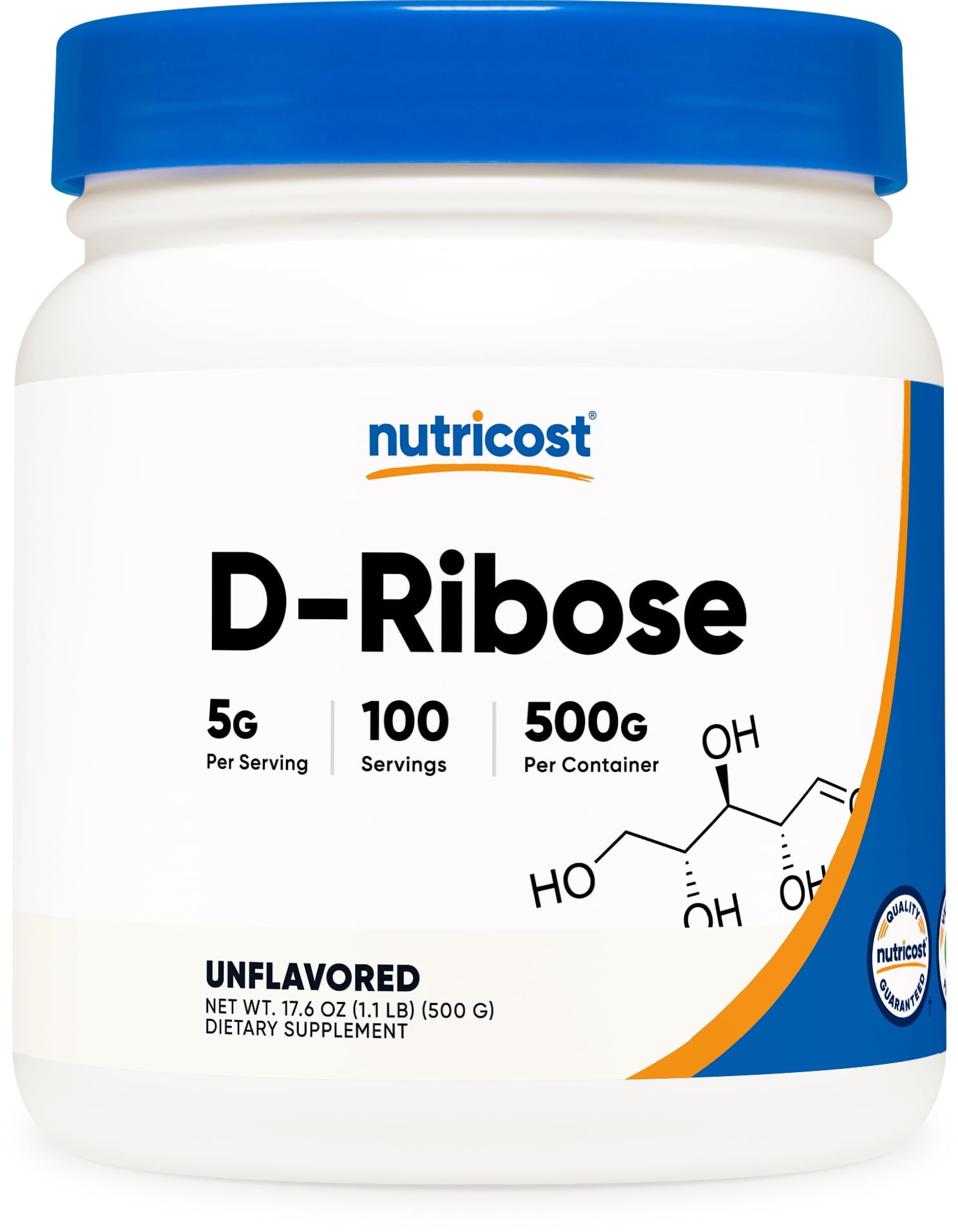 D Ribos Nutricost Premium D-Ribose Powder - 500 Grams, 100 Servings, 5000mg Per ...