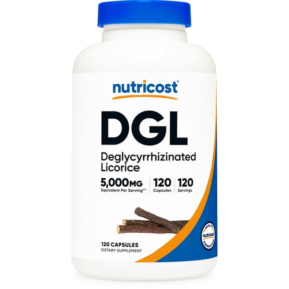 Nutricost DGL Deglycyrrhizinated Licorice Extract 120 Capsules (5,000mg Equivalent Per Capsule) - Non GMO, Vegan