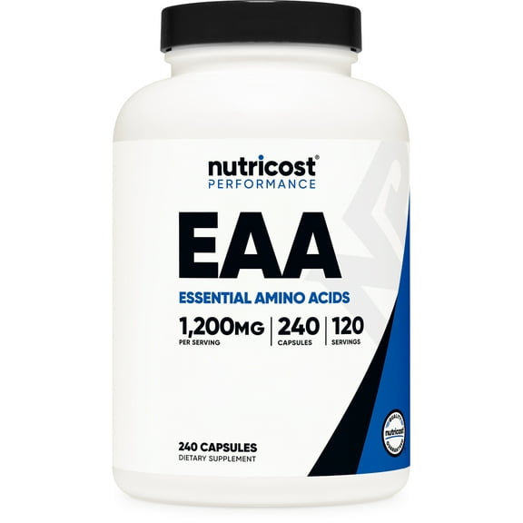 Nutricost EAA Capsules 1200mg, 120 Servings, 240 Capsules - Essential Amino Acids - Non-GMO, Gluten Free & Vegan