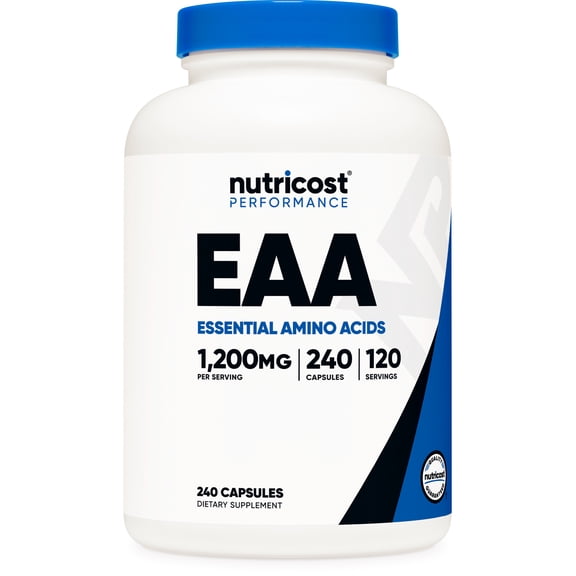 Nutricost EAA Capsules 1200mg, 120 Servings, 240 Capsules - Essential Amino Acids - Non-GMO, Gluten Free & Vegan