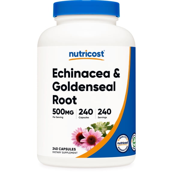 Nutricost Echinacea & Goldenseal Root, 500mg, 240 Capsules - Vegetarian Caps, Non GMO, Gluten Free Supplement