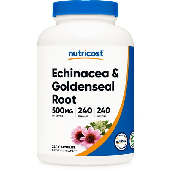 Nutricost Echinacea & Goldenseal Root, 500mg, 240 Capsules - Vegetarian Caps, Non GMO, Gluten Free Supplement