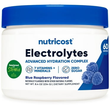 Nutricost Electrolyte Complex Powder (60 Servings, Blue Raspberry) - Hydration Supplement Drink Mix