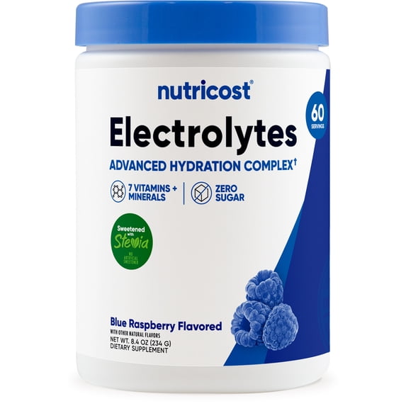 Nutricost Electrolyte Complex Powder (60 Servings, Blue Raspberry) - Hydration Supplement Drink Mix