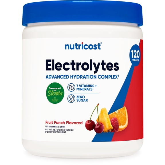 Nutricost Electrolyte Complex Powder (Fruit Punch) 120 Servings - Hydration Supplement Drink Mix with Vitamins and Minerals