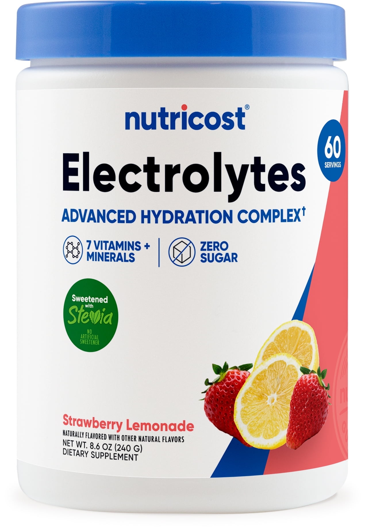Walmart Coupons of Nutricost Electrolytes Complex Powder (Strawberry Lemonade) 60 Servings - Advanced Hydration Complex, 7 Vitamins + Minerals, Zero Sugar, Sweetened with Stevia, Gluten-Free, GMO-Free