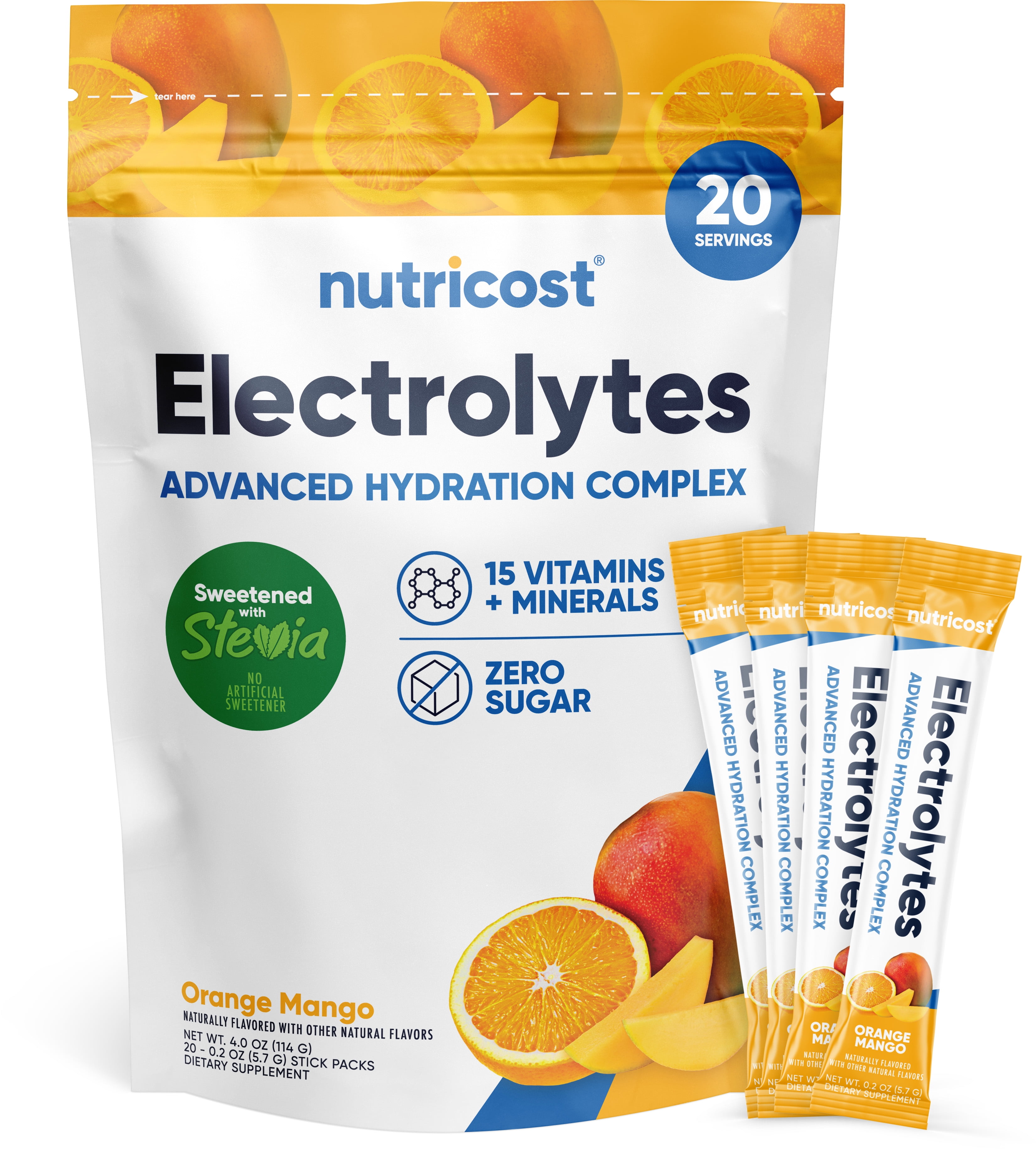 Nutricost Electrolytes Powder Hydration Packets (Orange Mango, 20
