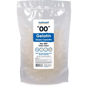 Nutricost Empty Capsules Size 00-500 Clear Empty Gelatin Capsules - Kosher Certified, Non-GMO, Soy Free, Gluten Free