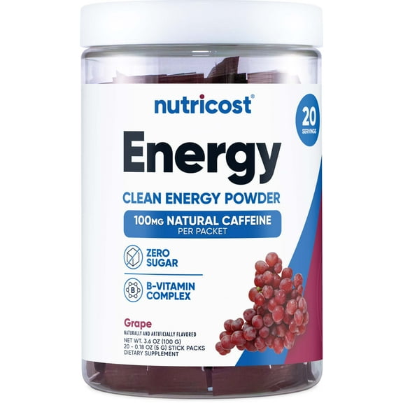Nutricost Energy Complex Stickpack (20 servings) Grape Flavored - Gluten-Free + Non-GMO