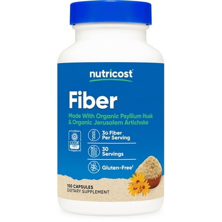 Nutricost Fiber Capsules with Prebiotic Fiber Supplement 150 Capsules
