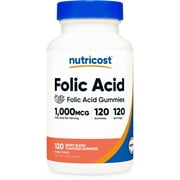 Nutricost Folic Acid (Vitamin B9) Vegetarian Gummies (120 Gummies / 1 mg Folic Acid Per Serving) | Folic Acid Supplement for Men & Women