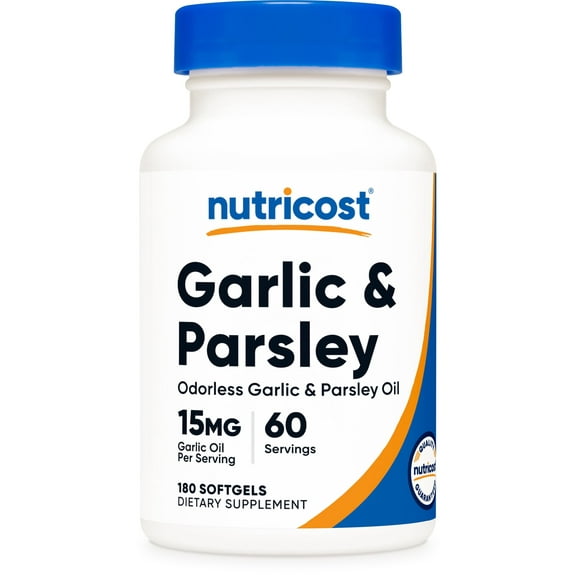 Nutricost Garlic & Parsley Oil (15mg) 180 Softgels - Odorless Garlic & Parsley, GMO-Free, 60 Servings