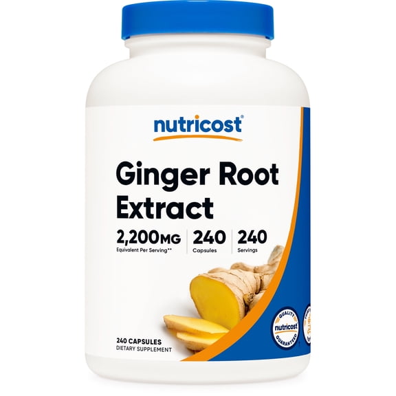 Nutricost Ginger Root Extract 2,200mg Equivalent from 550mg of 4:1 Extract Per Serving, 240 Capsules for 240 Servings Per Bottle - Gluten Free, Non-GMO