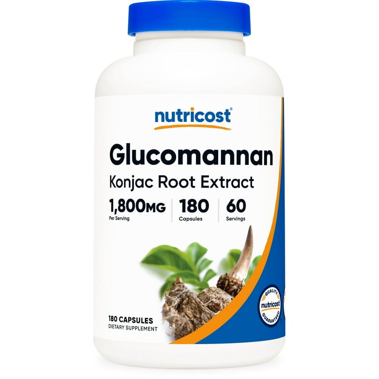 Nutricost Glucomannan 1,800mg, 180 Capsules - Gluten Free Nutricost Glucomannan 1,800mg, 180 Capsules - Gluten Free