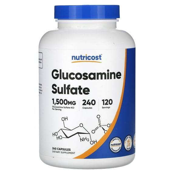 Nutricost Glucosamine Sulfate Supplement 750mg, 240 Capsules (1500mg Per Serving)