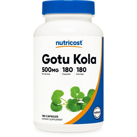 Nutricost Gotu Kola 500 mg, 180 Capsules - Gluten Free, Non-GMO Supplement
