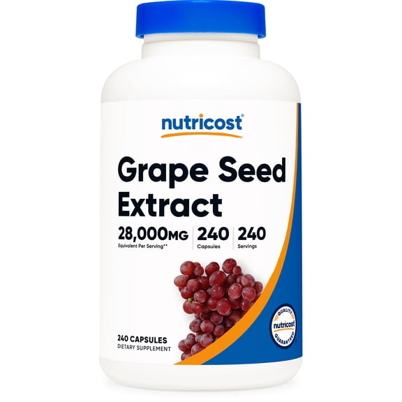 Nutricost Grape Seed Extract 28,000mg, 240 Capsules - Non-GMO, Gluten Free Supplement