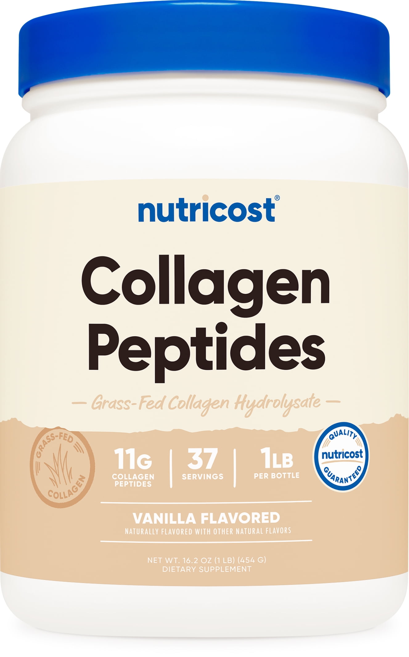 Nutricost Grass-Fed Collagen Powder 1LB (Vanilla) - Non-GMO, Gluten Free Supplement