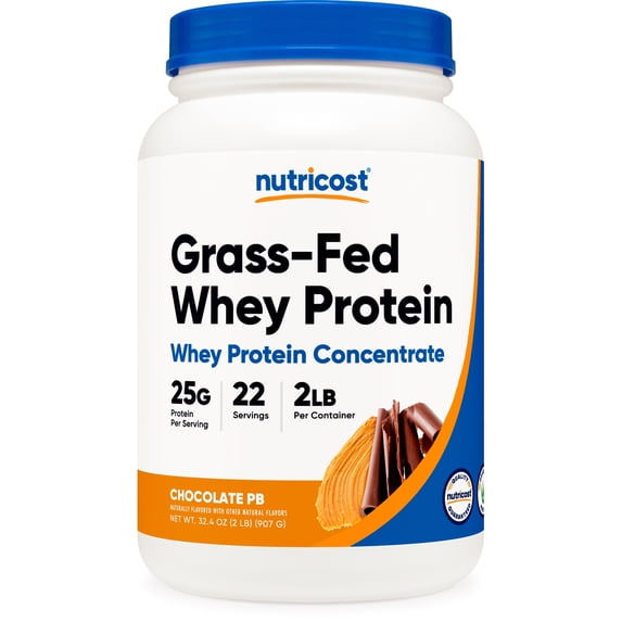 Nutricost Grass-Fed Whey Protein Concentrate (Chocolate Peanut Butter) 2LBS - Post Workout Powder Supplement, Non-GMO