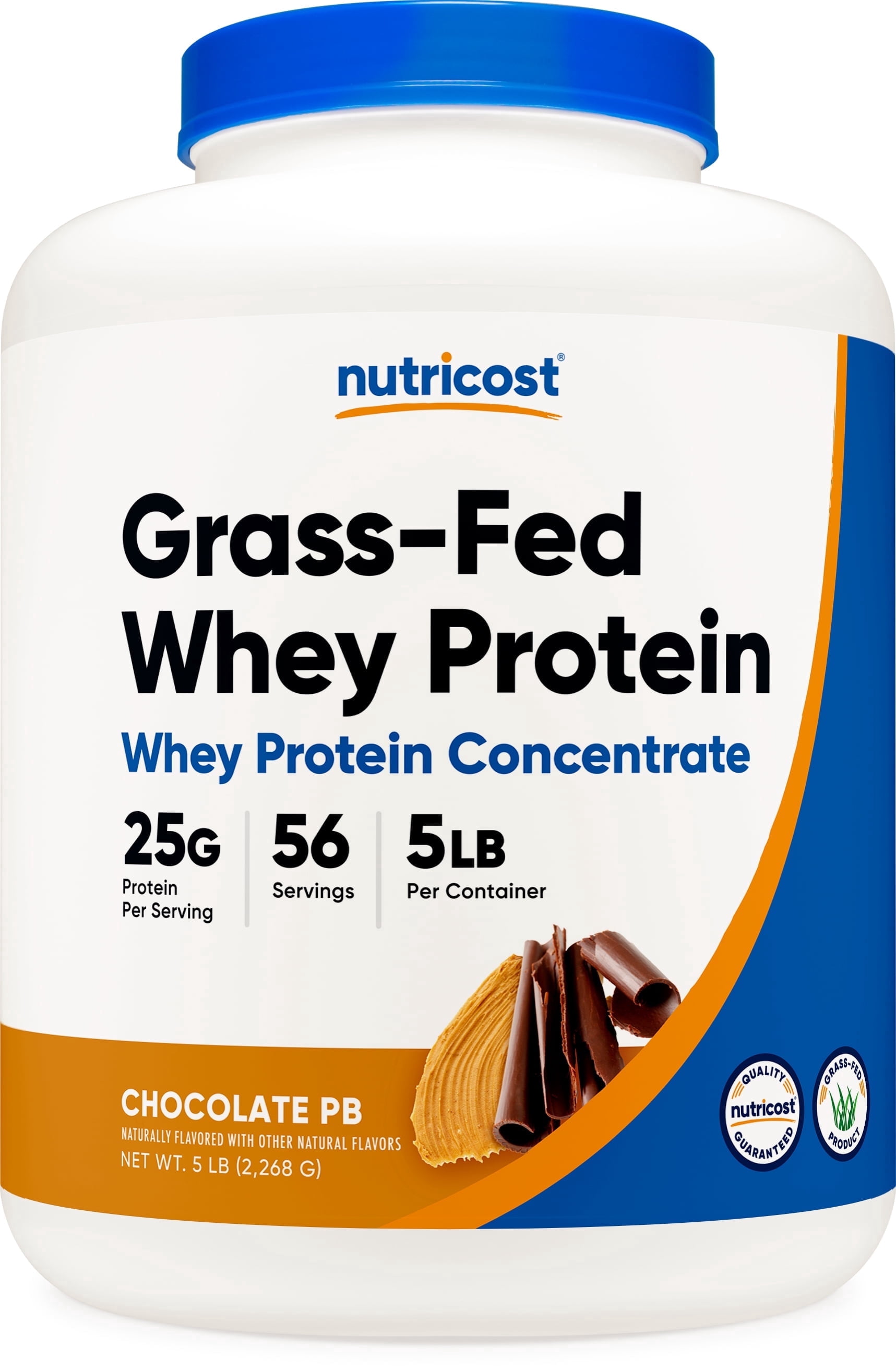 Nutricost Grass-Fed Whey Protein Concentrate (Chocolate Peanut Butter) 5LBS - Post Workout Powder Suppplement