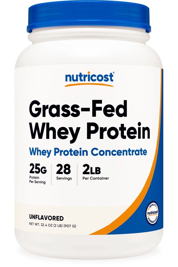 Grass-Fed Whey Protein Concentrate Powder (Unflavored) 2LBS - Non-GMO, Gluten Free