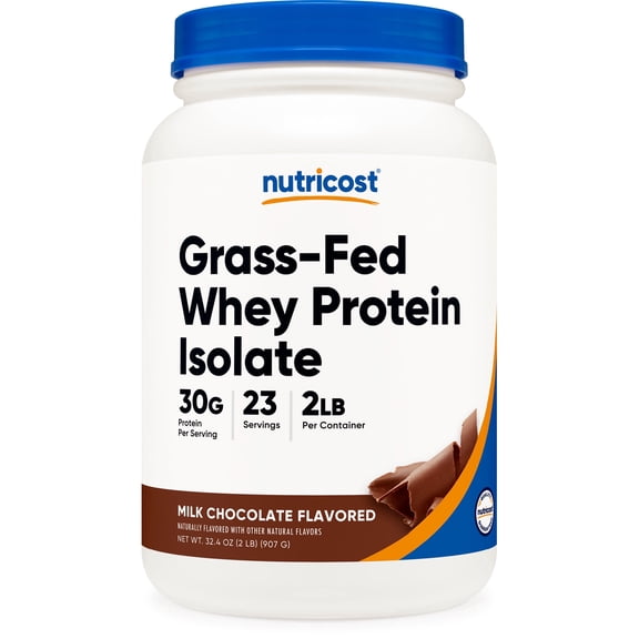 Nutricost Grass-Fed Whey Protein Isolate (Chocolate) 2LBS - Non-GMO, Gluten Free