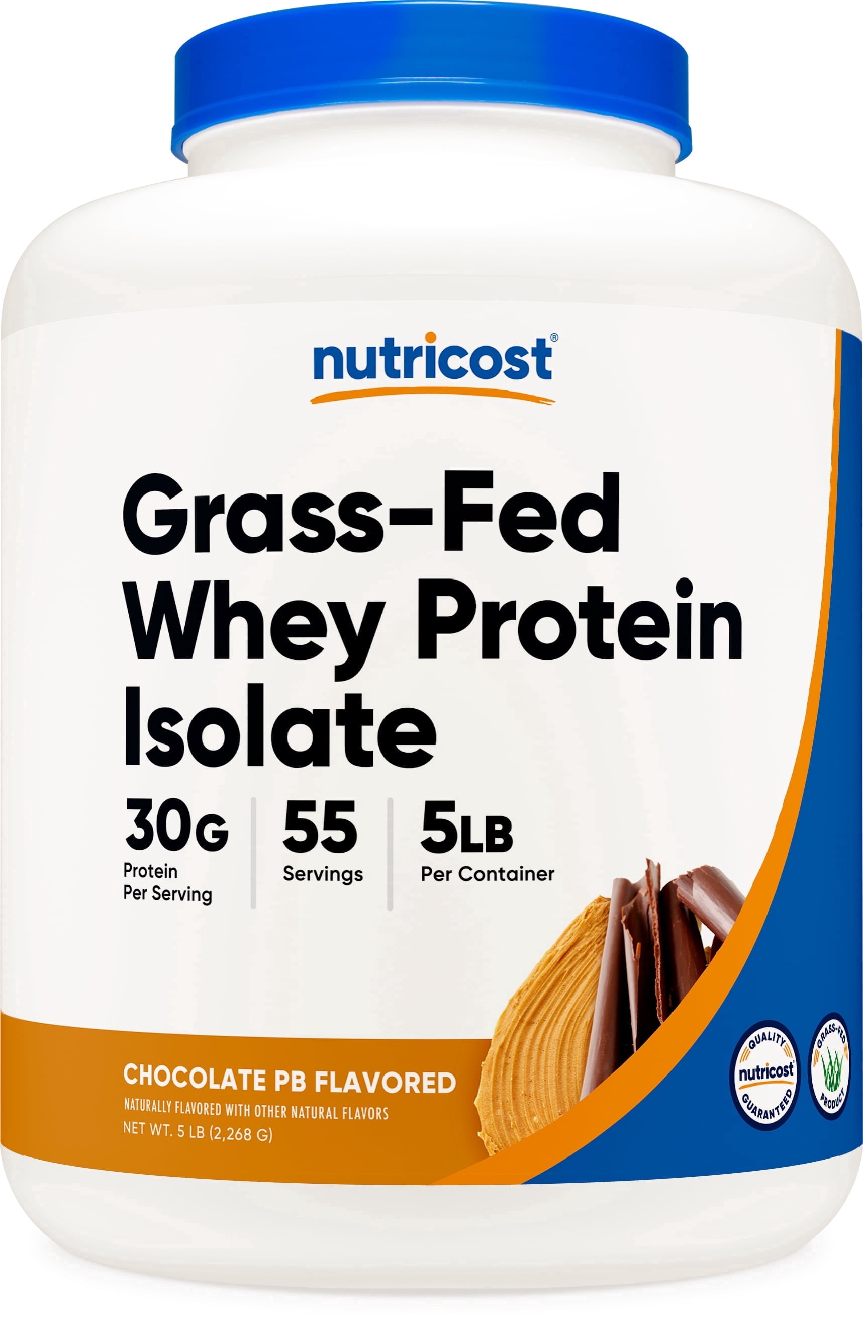 Nutricost Grass-Fed Whey Protein Isolate Powder 5LBS (Chocolate Peanut Butter) 55 Servings