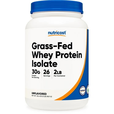 Nutricost Grass-Fed Whey Protein Isolate Powder (Unflavored) 2LBS