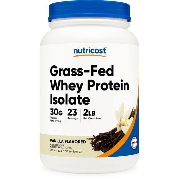 Nutricost Grass-Fed Whey Protein Isolate Powder (Vanilla) 2LBS - Protein