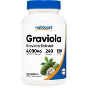 Nutricost Graviola Extract (4,000mg Equivalent) 240 Capsules - Soursop (Annona Muricata) Leaf, Vegan, Gluten-Free, GMO-Free, 120 Servings
