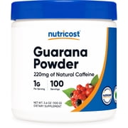 Nutricost Guarana Extract Powder 100 Grams Per Bottle, 220mg of Natural Caffeine per Serving - Natural Brazilian Herbal Caffeine/Energizer Supplement