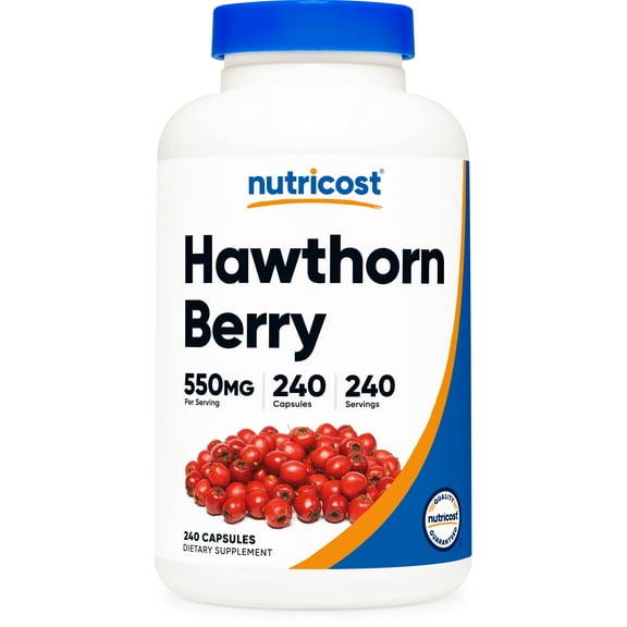 Nutricost Hawthorn Berry Capsules 550mg, 240 Capsules, Vegetarian Friendly, Non-GMO & Gluten Free