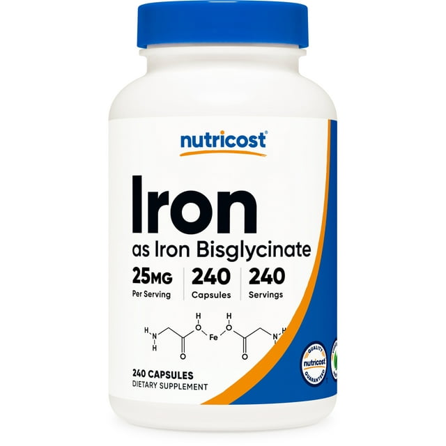 Nutricost Iron Bisglycinate Supplement (25mg) 240 Capsules from