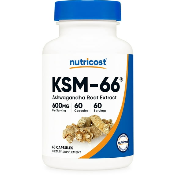 Nutricost KSM-66 Ashwagandha Root Extract Supplement 600mg, 60 Vegetarian Capsules